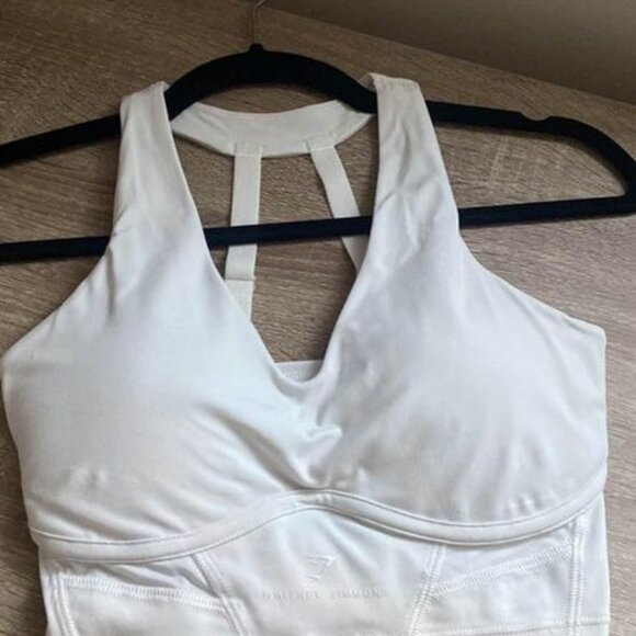 Gymshark Whitney Simmons Longline Sports Bra - White (Size XS) - Picture 1 of 2